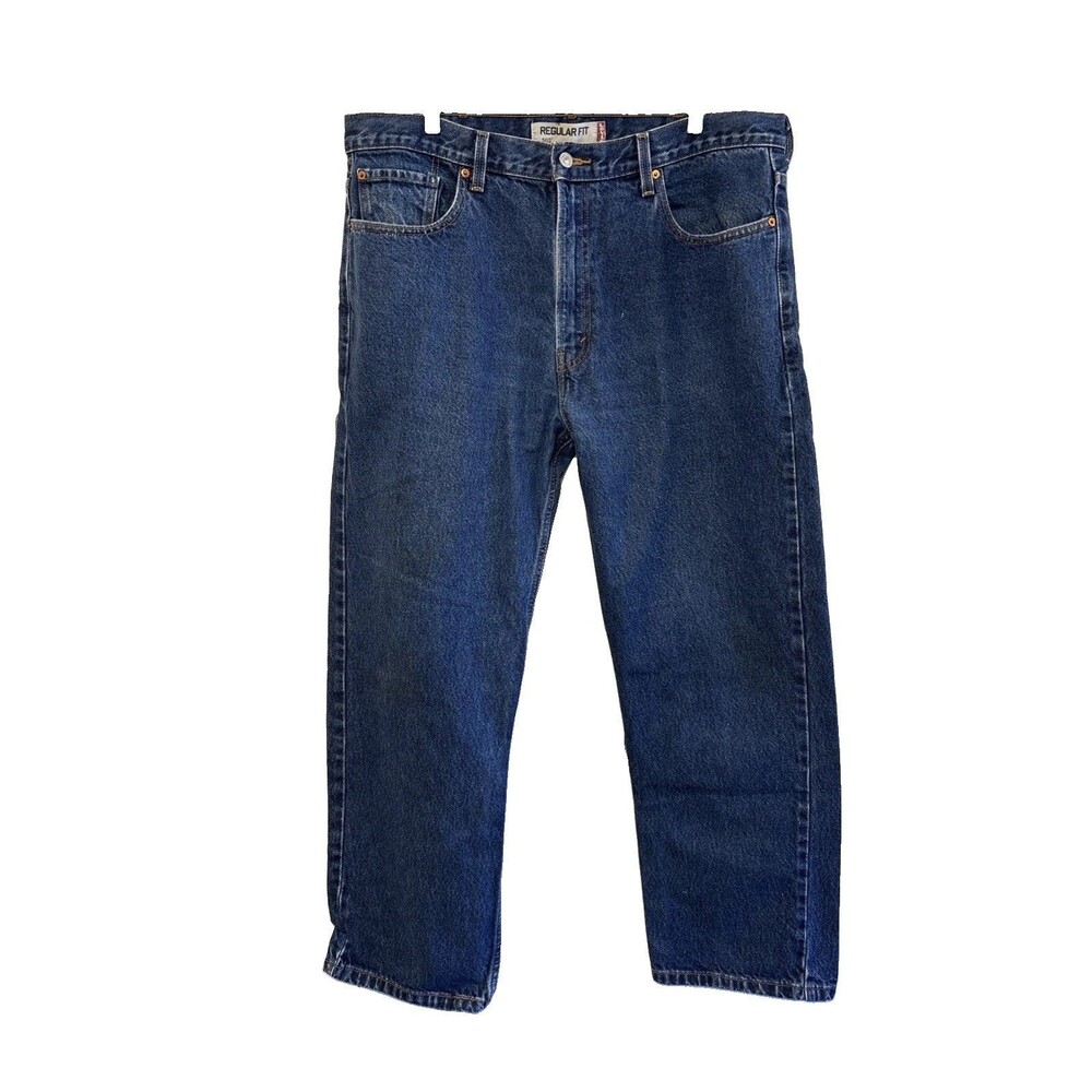 Levi’s 505 Men Regular Fit Blue Jeans 40x30 Stretch Cotton Pockets Zip Logo Blue